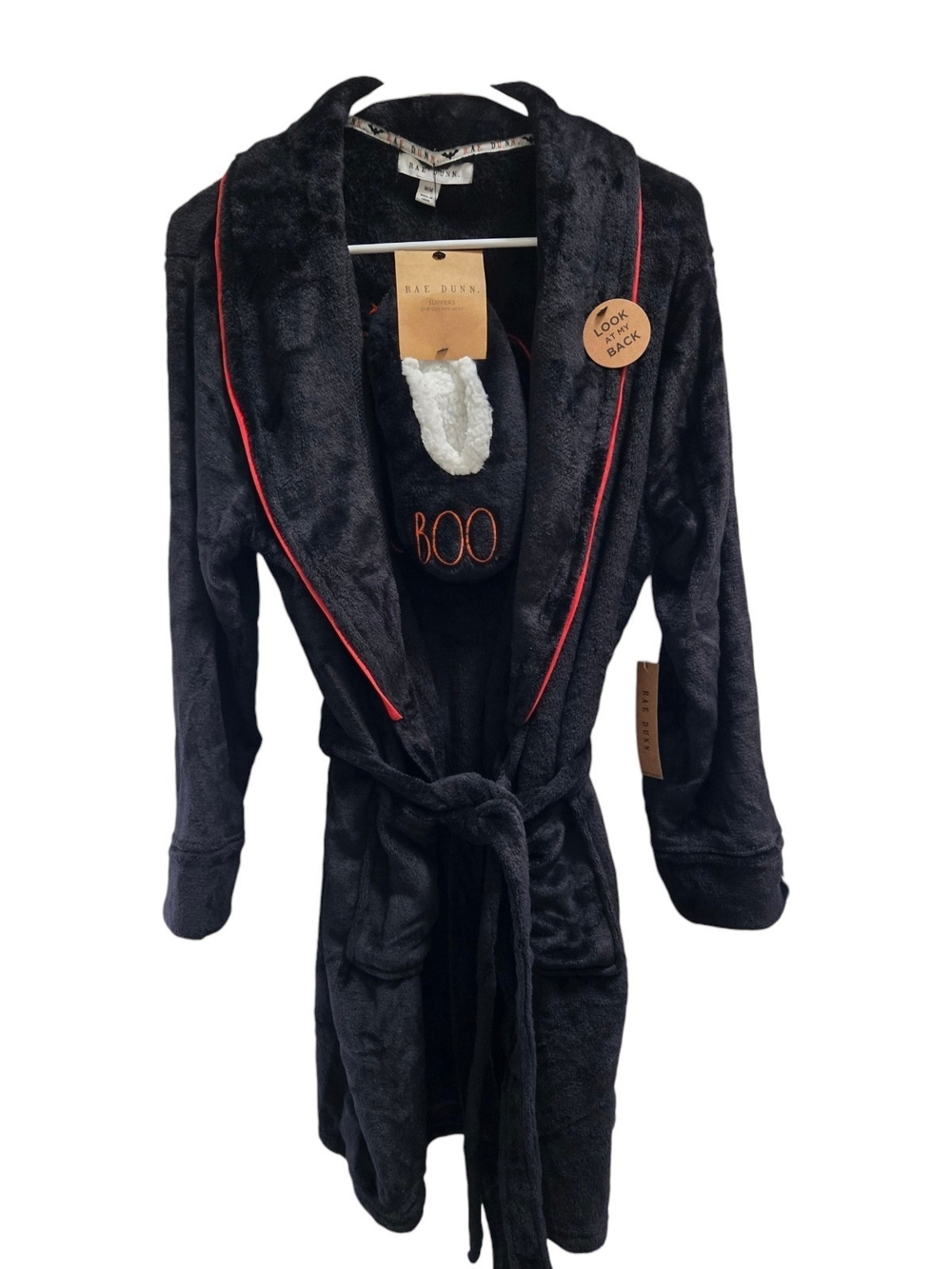 Plush Black 'Hocus Pocus' Robe With Cozy Slippers Sz M